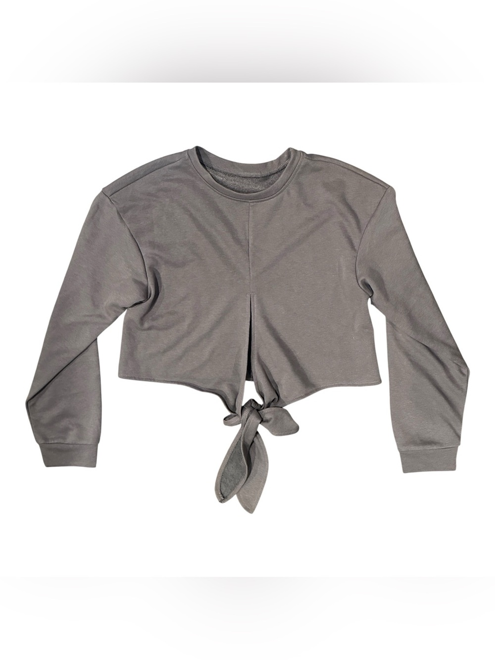 Halara NWT XS Gray Cropped Tie Back Sweatshirt Long Sleeve Athleisure Top - Picture 2 of 6